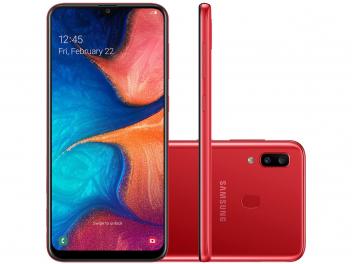 Smartphone Samsung Galaxy A20 32GB Vermelho 4G - 3GB RAM 6,4” Câm. Dupla + Câm. Selfie 8MP