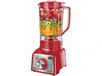 Liquidificador Mondial Turbo Inox L-1000 RI - Copo 3L Vermelho e Inox Com Filtro 12 Velocidades