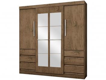 Guarda-roupa Casal com Espelho 4 Portas - 6 Gavetas Araplac Sofia