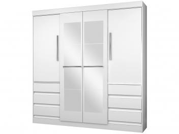 Guarda-roupa Casal com Espelho 4 Portas 6 Gavetas - Araplac Sofia