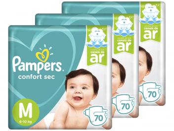 Kit Fraldas Pampers Confort Sec Tam. M 3 Pacotes - 70 Unidades Cada Extra Sec Pods