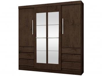 Guarda-roupa Casal com Espelho 4 Portas 6 Gavetas - Araplac Atraente Sofia