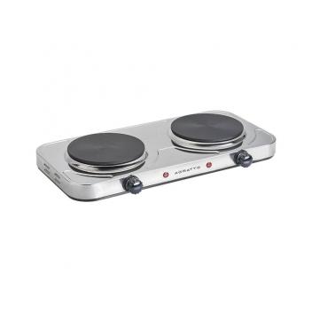 Fogão Elétrico 2 Bocas De Mesa Em Aço Inox Cooktop 2000W Agratto