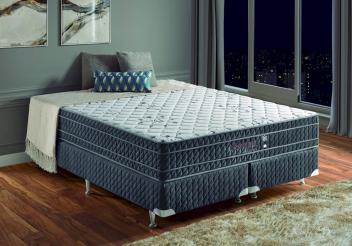 Conjunto Cama Box Meio Casal - Meio Casal 128cmx188cmx30cm Cinza e Branco Estações Estofama