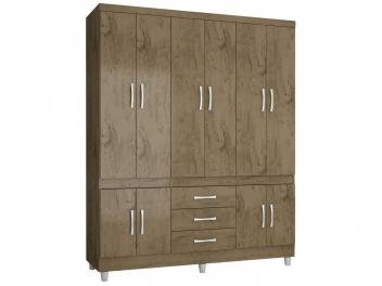 Guarda-roupa Casal 10 Portas 3 Gavetas - Araplac Rusti 18490-88