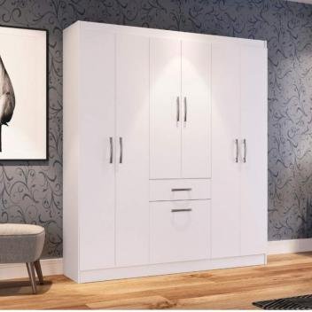 Guarda Roupa Casal 6 Portas 1 Porta Basculante 1 Gaveta Dallas Siena Móveis Branco