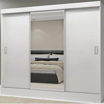 Guarda Roupa Casal com Espelho 3 Portas 2 Gavetas Istambul Espresso Móveis Branco