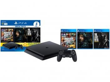 PlayStation 4 Mega Pack Bundle V9 1TB 1 Controle - Sony com 3 Jogos PS Plus 3 meses