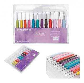 Kit 12 Agulhas Crochê Cabo Emborrachado Soft - Nybc