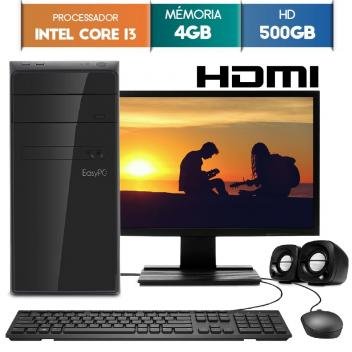 Computador EasyPC Intel Core i3 4GB DDR3 HD 500GB HDMI Monitor LED 19.5