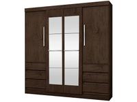Guarda-roupa Casal com Espelho 4 Portas 6 Gavetas
