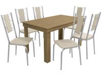 Mesa de Cozinha 6 Cadeiras Retangular Crome