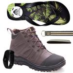 Kit Bota Coturno Adventure Masculino + Relógio + Chinelo + Carteira + Cinto