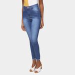 Calça Jeans Skinny Ecxo Barra Desfiada Cintura Média Feminina