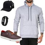 Kit Tênis Masculino Casual + Moletom + Relógio + Boné Polo Blu